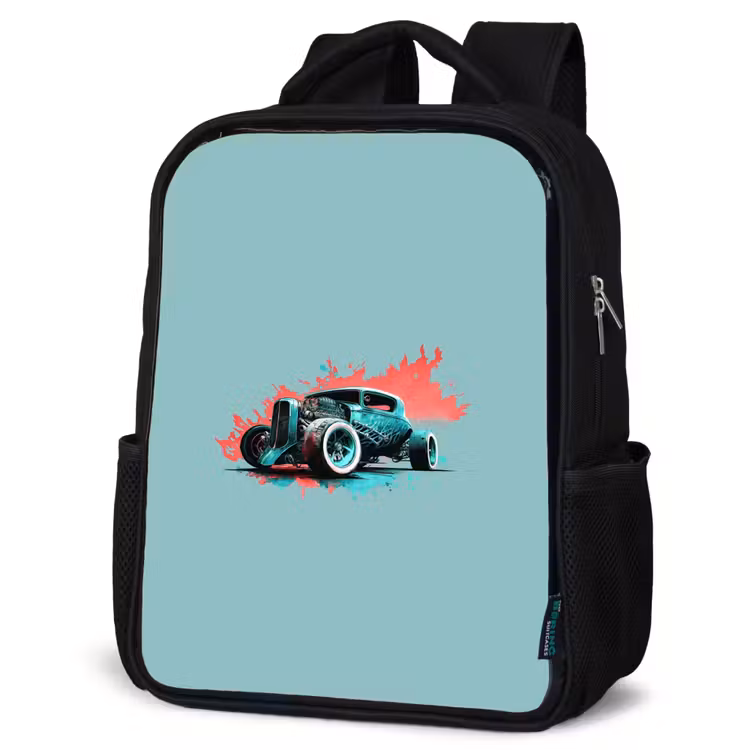 Kinderrucksack - Schwarz - Hotrod türkis — 4