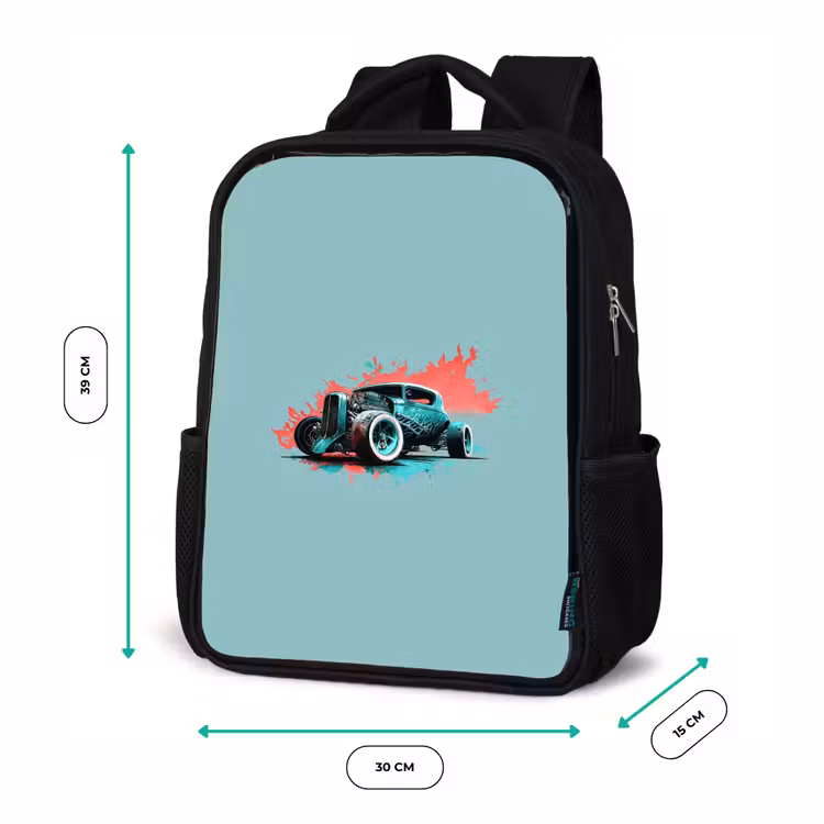 Kinderrucksack - Schwarz - Hotrod türkis — 6