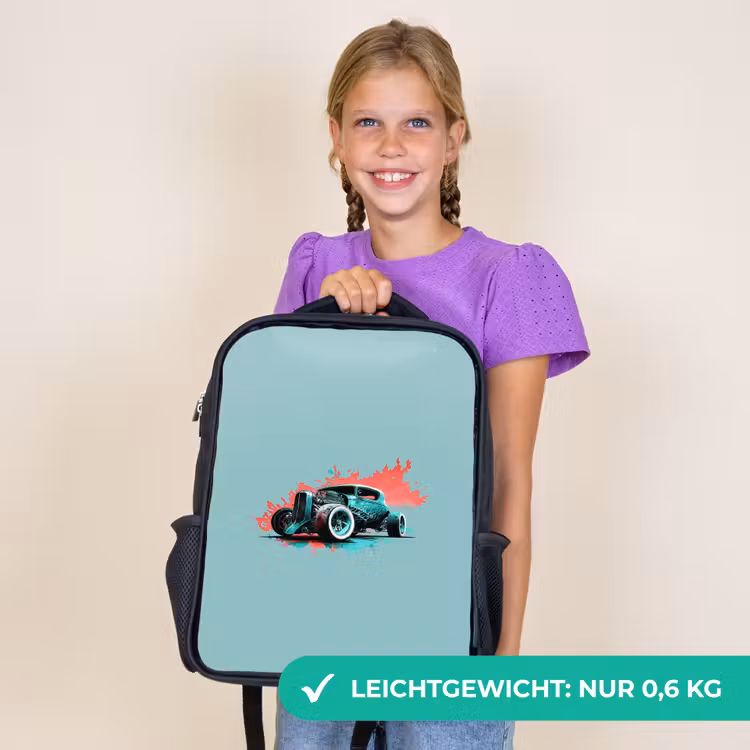 Kinderrucksack - Schwarz - Hotrod türkis — 7