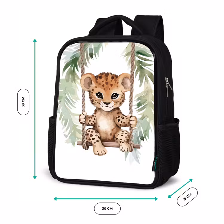 Kinderrucksack - Schwarz - Leopard - Tier - Kinder - Dschungel — 6