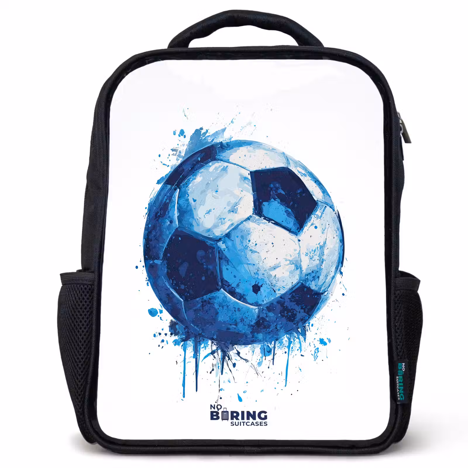 Kinderrucksack - Schwarz - Fußball - Farbspritzer - Blau - Ball — 1