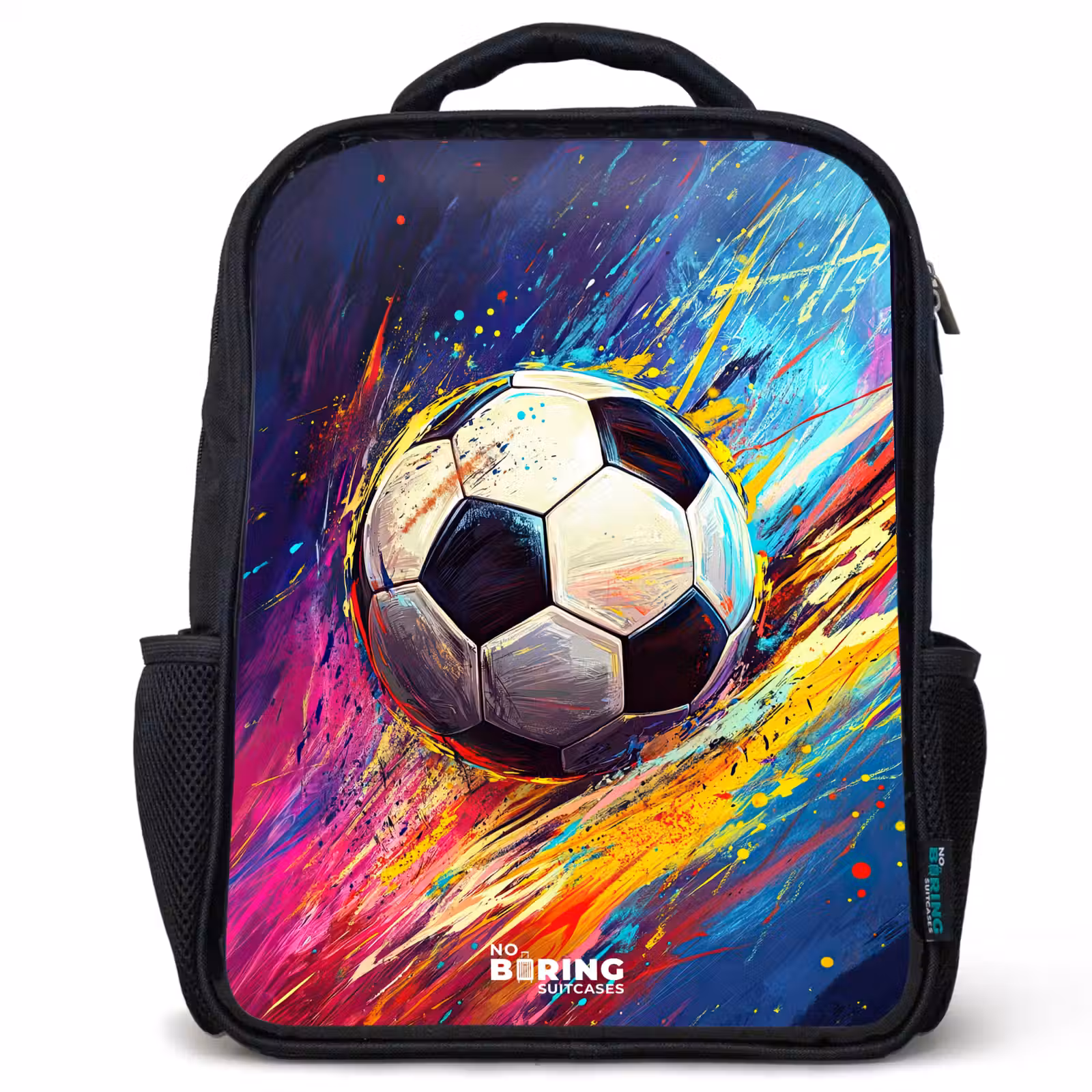 Kinderrucksack - Schwarz - Neon - Fußball - Farbenfroh — 1