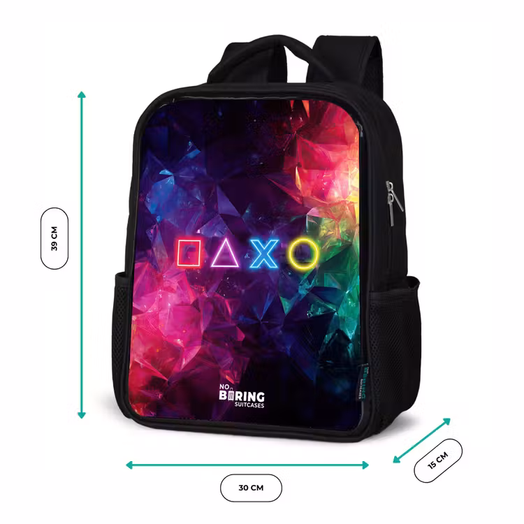 Kinderrucksack - Schwarz - Controller - Symbole - Neon — 6