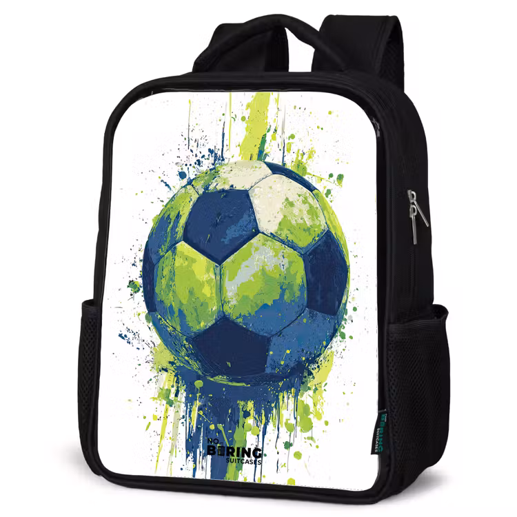 Kinderrucksack - Schwarz - Fußball - Farbe - Grün - Blau — 4