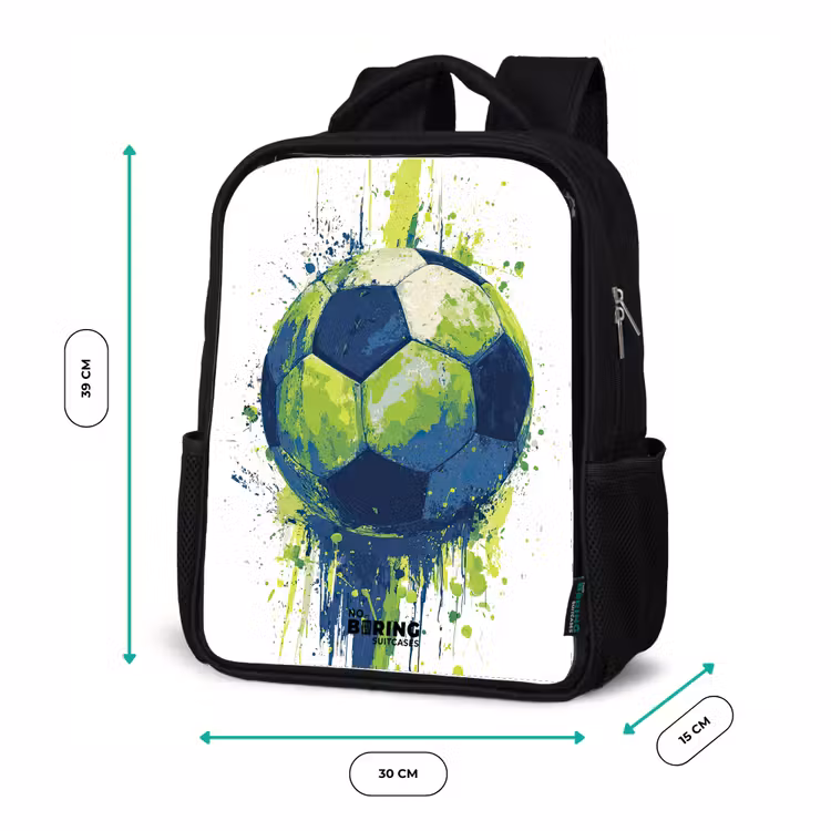 Kinderrucksack - Schwarz - Fußball - Farbe - Grün - Blau — 6