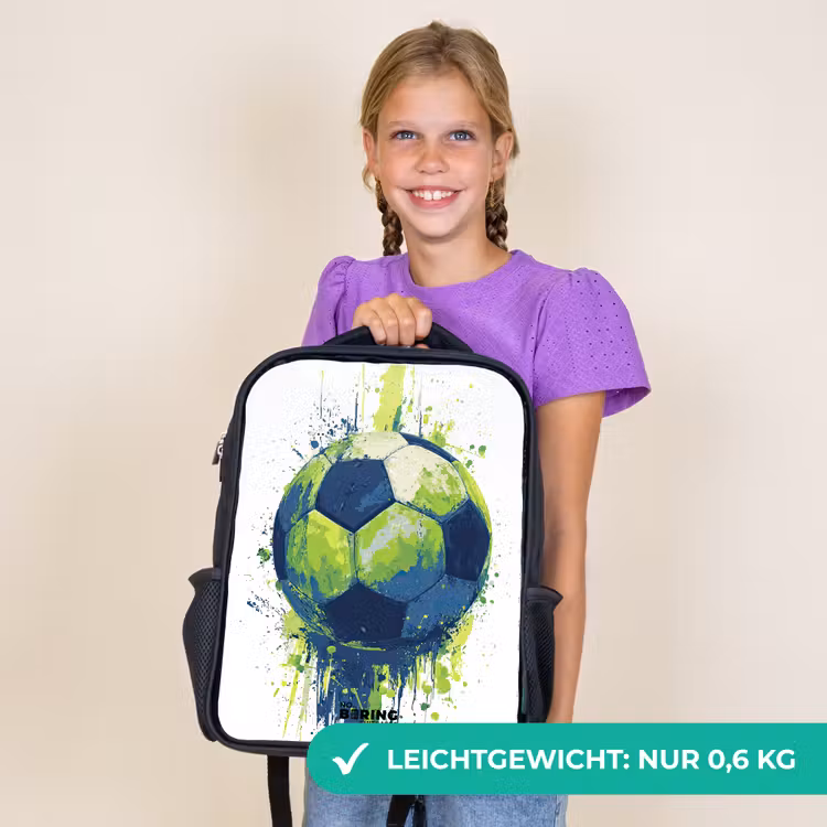 Kinderrucksack - Schwarz - Fußball - Farbe - Grün - Blau — 7