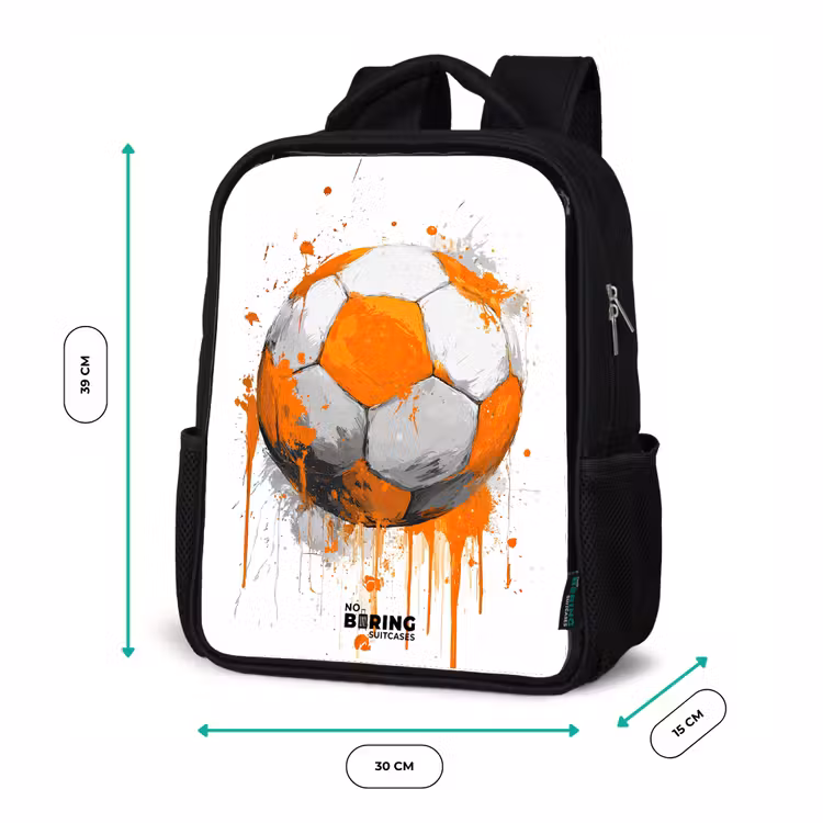 Kinderrucksack - Schwarz - Fußball - Farbe - Orange — 6