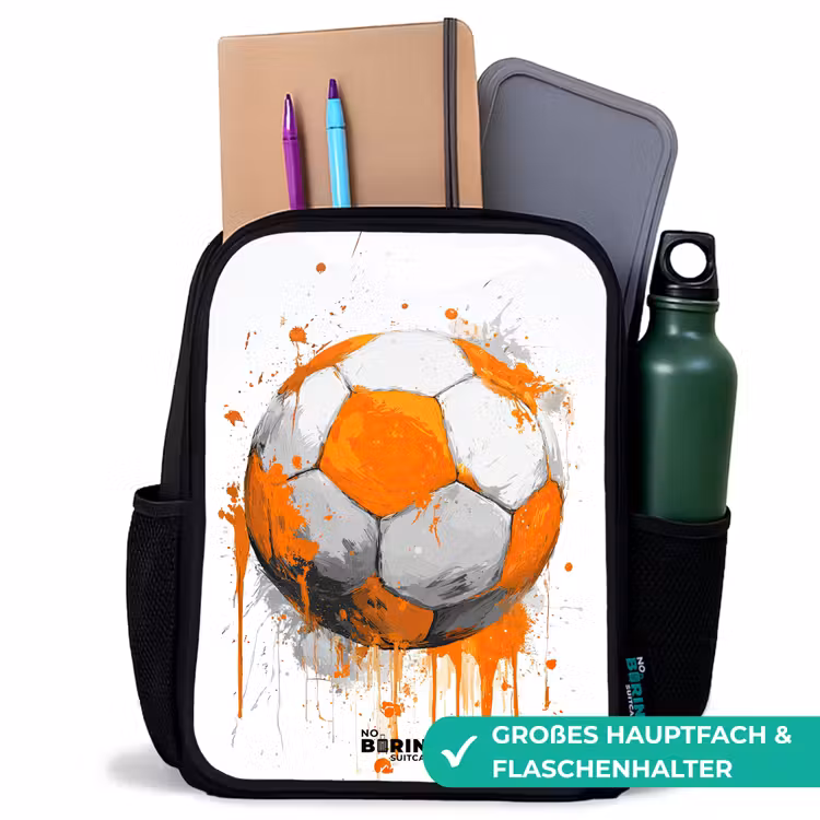 Kinderrucksack - Schwarz - Fußball - Farbe - Orange — 8