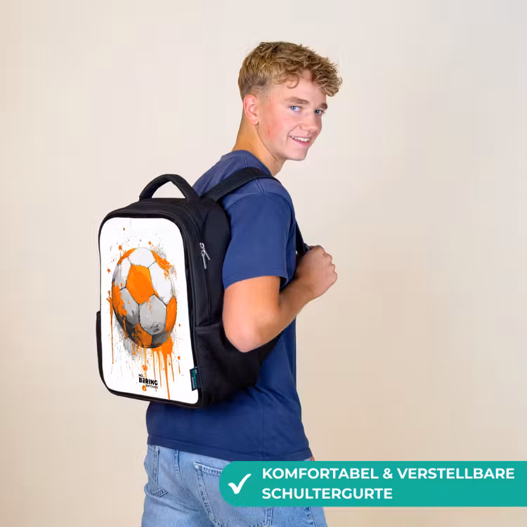 Kinderrucksack - Schwarz - Fußball - Farbe - Orange — 9