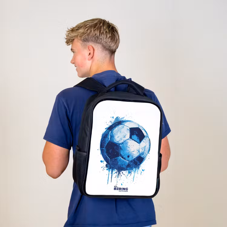 Kinderrucksack - Schwarz - Fußball - Farbspritzer - Blau - Ball — 3