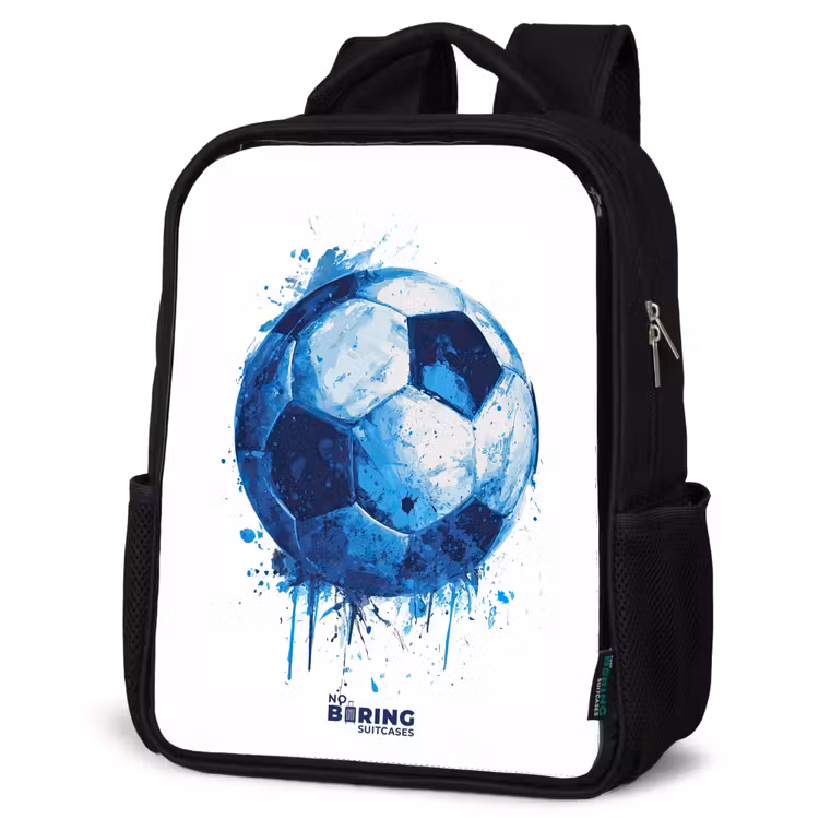 Kinderrucksack - Schwarz - Fußball - Farbspritzer - Blau - Ball — 4