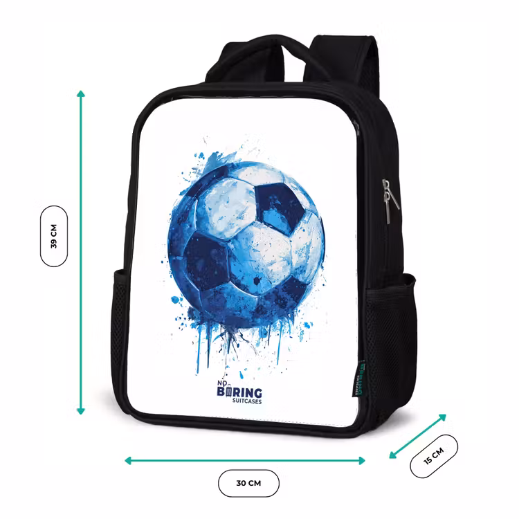 Kinderrucksack - Schwarz - Fußball - Farbspritzer - Blau - Ball — 6