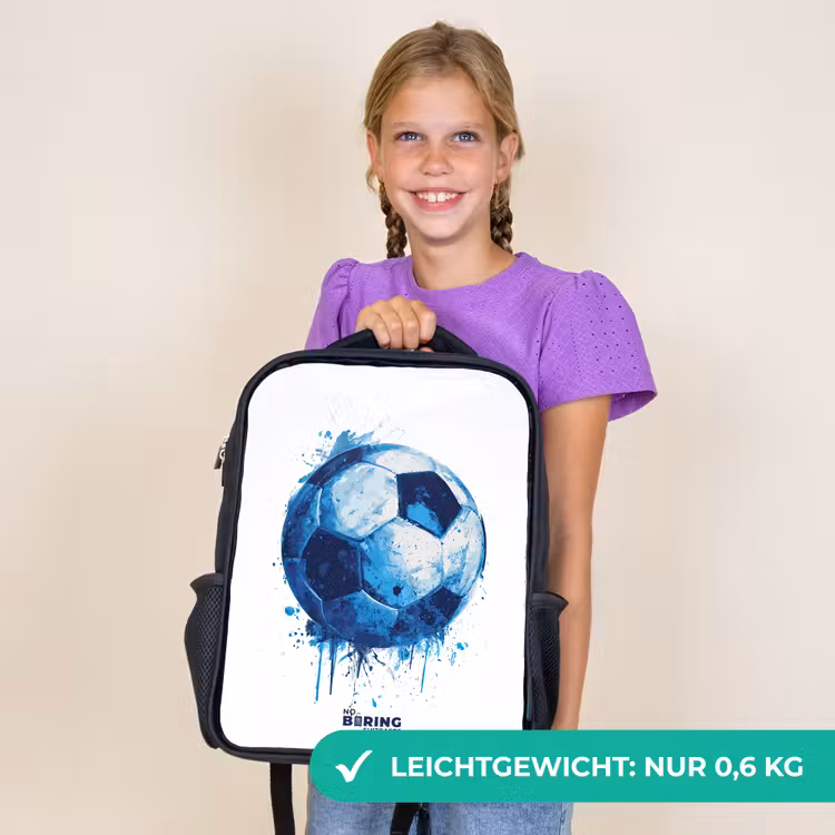 Kinderrucksack - Schwarz - Fußball - Farbspritzer - Blau - Ball — 7