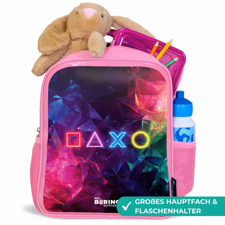 Kinderrucksack - Rosa - Controller - Symbole - Neon — 3