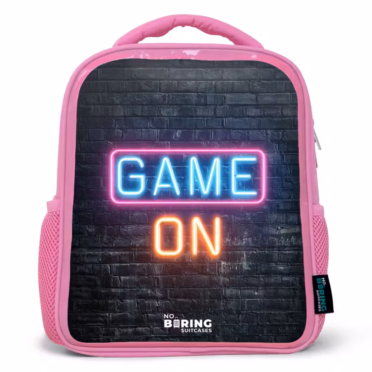 Kinderrucksack - Rosa - Spiel - Buchstaben - Neon — 1