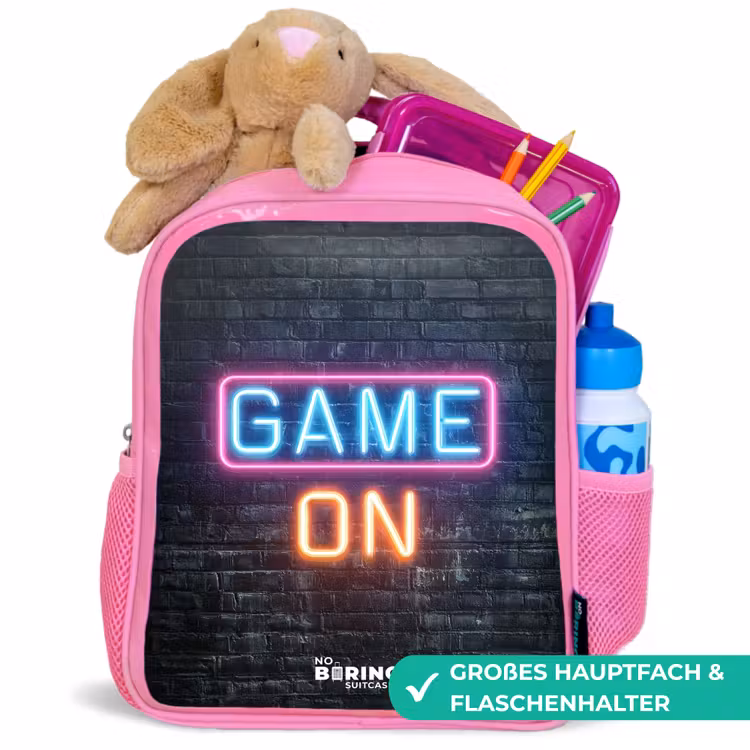 Kinderrucksack - Rosa - Spiel - Buchstaben - Neon — 3