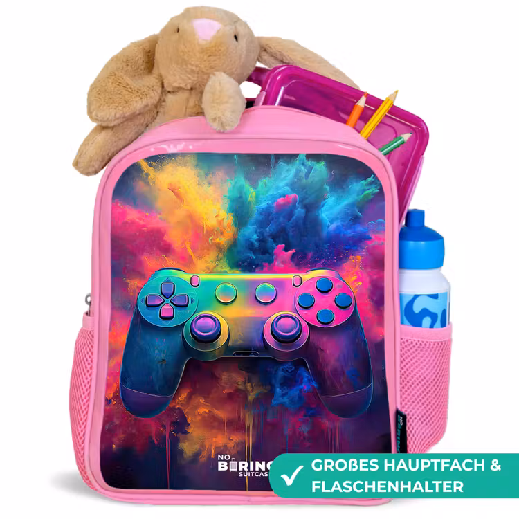 Kinderrucksack - Rosa - Spiel - Controller - Bunt - Explosion — 3