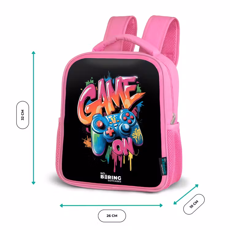 Kinderrucksack - Rosa - Spiel - Controller - Graffiti - Neon — 2