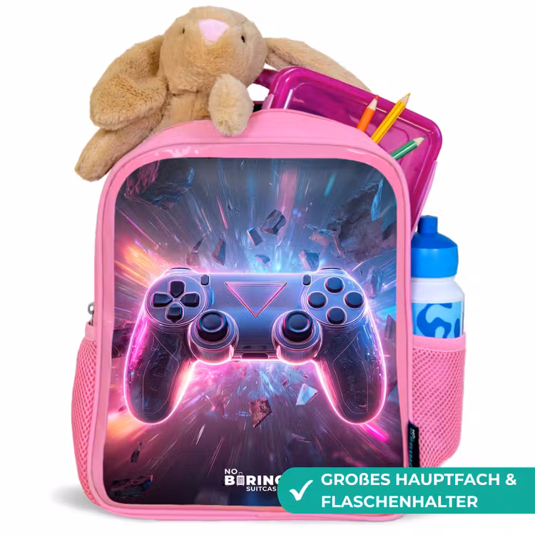 Kinderrucksack - Rosa - Spiel - Controller - Neon — 3