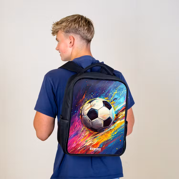 Kinderrucksack - Schwarz - Neon - Fußball - Farbenfroh — 3