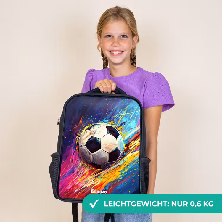Kinderrucksack - Schwarz - Neon - Fußball - Farbenfroh — 7