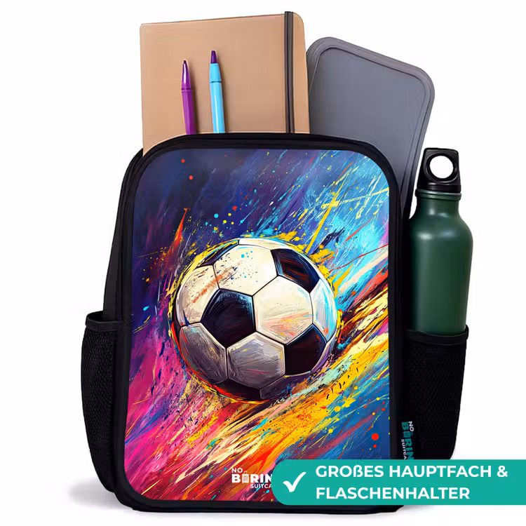 Kinderrucksack - Schwarz - Neon - Fußball - Farbenfroh — 8