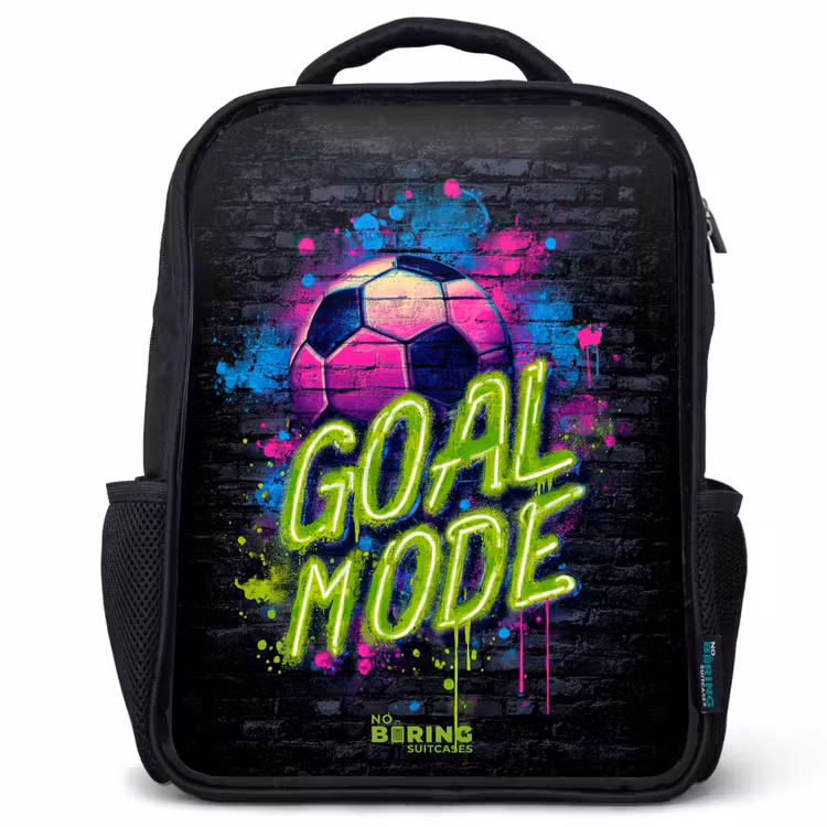 Kinderrucksack - Schwarz - Neon - Graffiti - Fußball - Farbenfroh — 1