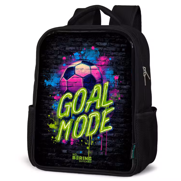 Kinderrucksack - Schwarz - Neon - Graffiti - Fußball - Farbenfroh — 4