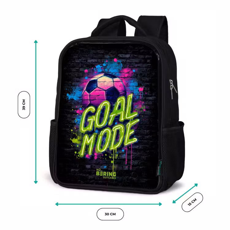 Kinderrucksack - Schwarz - Neon - Graffiti - Fußball - Farbenfroh — 6