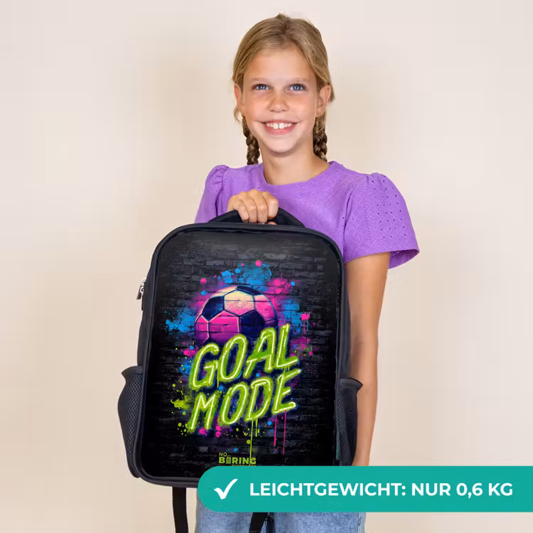 Kinderrucksack - Schwarz - Neon - Graffiti - Fußball - Farbenfroh — 7