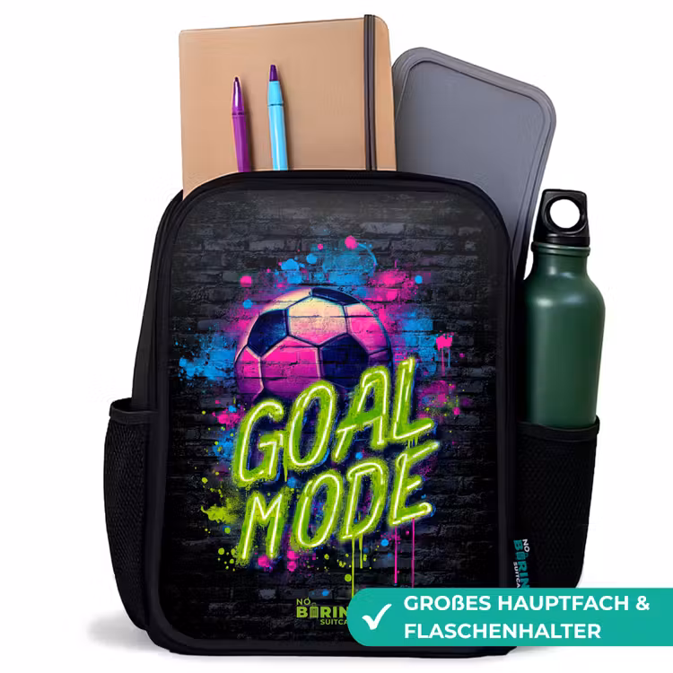 Kinderrucksack - Schwarz - Neon - Graffiti - Fußball - Farbenfroh — 8