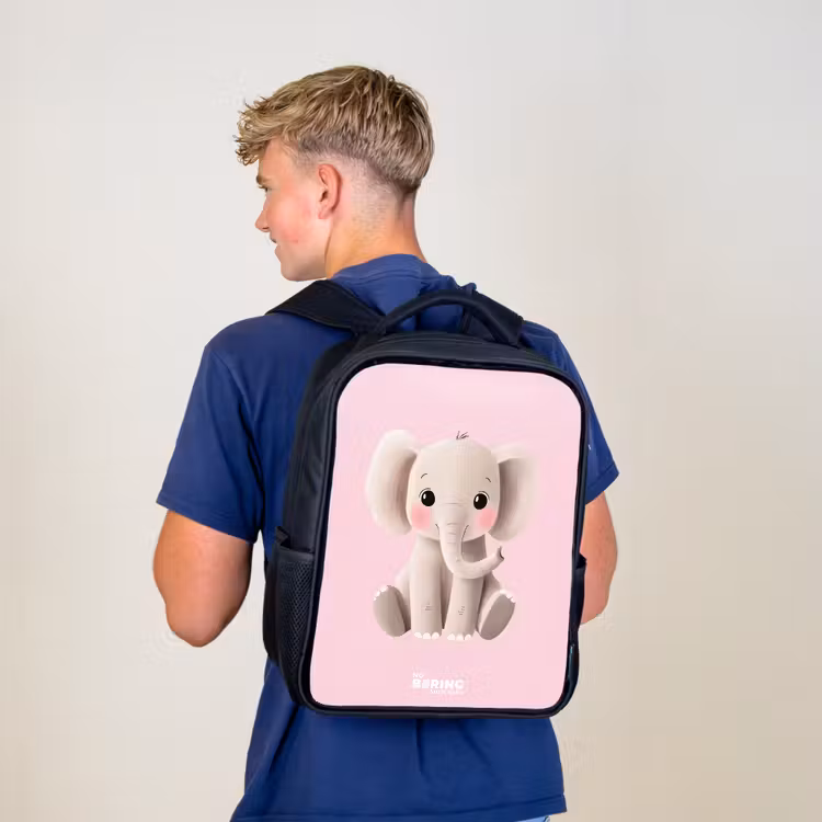 Kinderrucksack - Schwarz - Elefant - Baby - Erröten - Illustration — 3