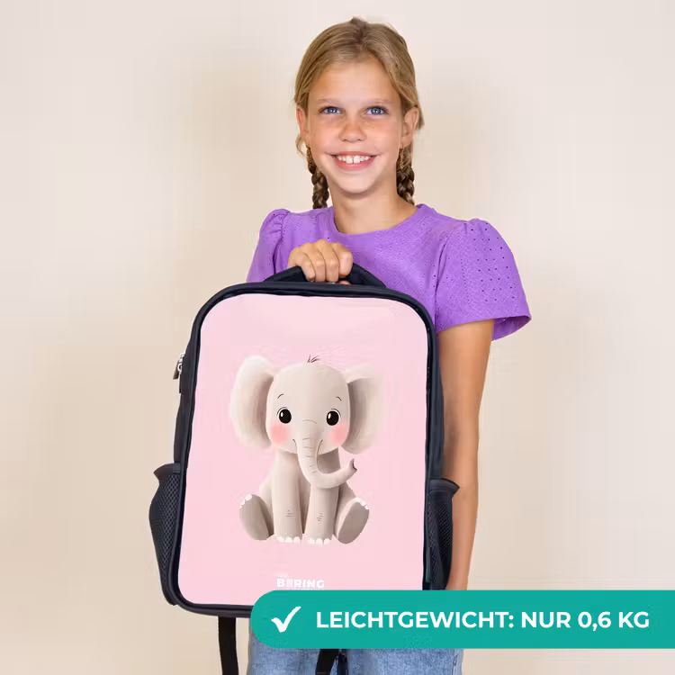 Kinderrucksack - Schwarz - Elefant - Baby - Erröten - Illustration — 7