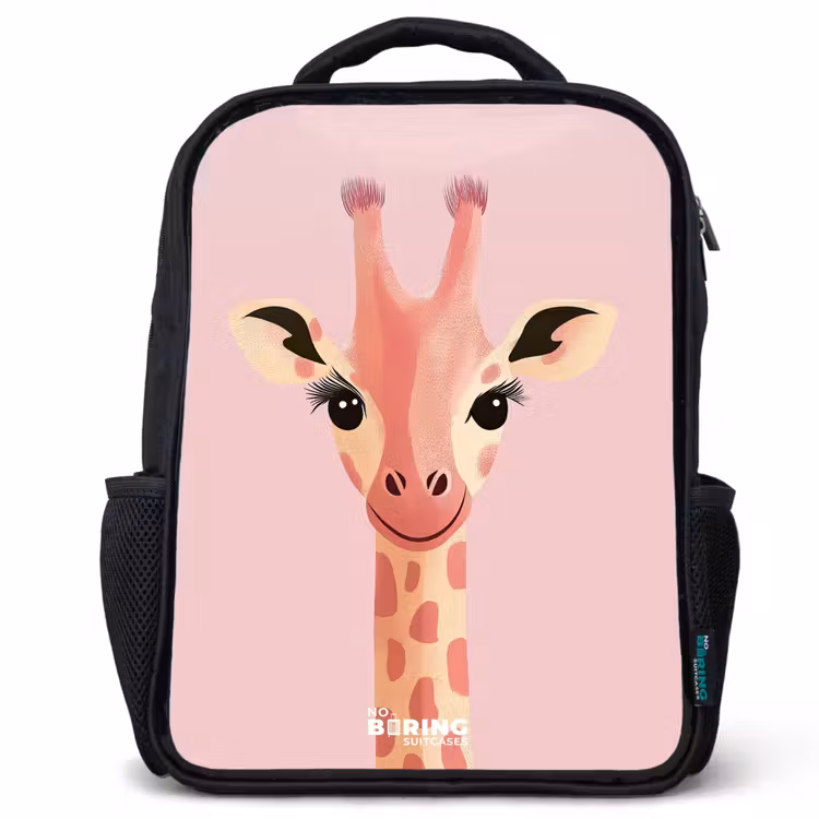 Kinderrucksack - Schwarz - Giraffe - Wimpern - Minimalistisch - Rosa — 1