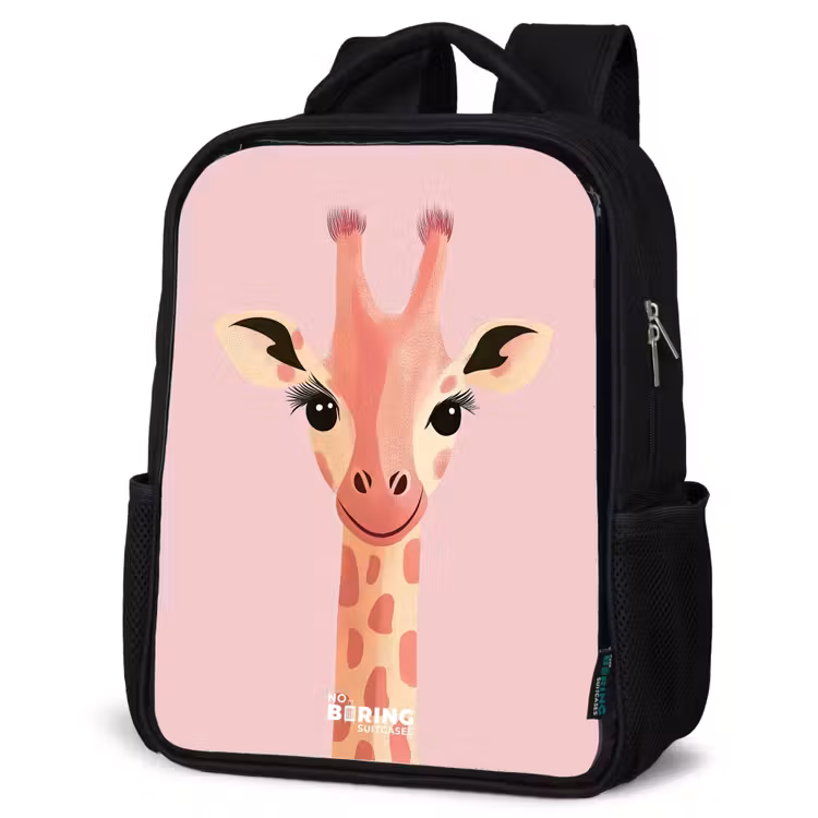 Kinderrucksack - Schwarz - Giraffe - Wimpern - Minimalistisch - Rosa — 4