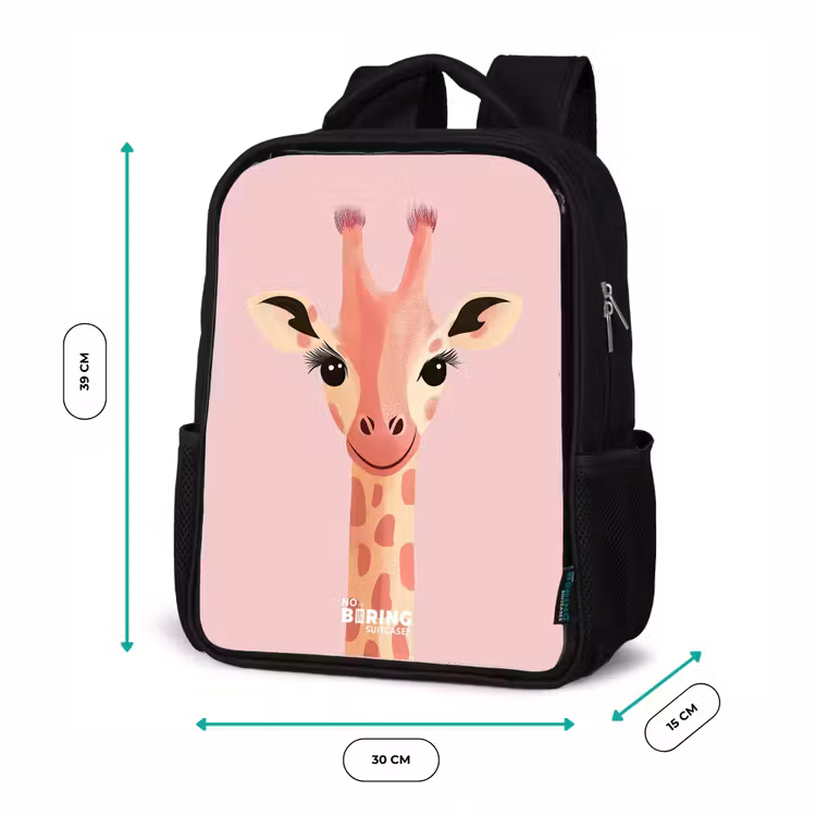 Kinderrucksack - Schwarz - Giraffe - Wimpern - Minimalistisch - Rosa — 6