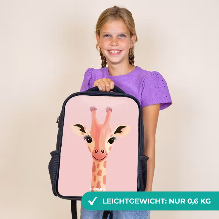Kinderrucksack - Schwarz - Giraffe - Wimpern - Minimalistisch - Rosa — 7