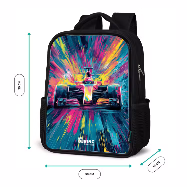 Kinderrucksack - Schwarz - Rennwagen - Explosion - Bunt - Abstrakt — 6