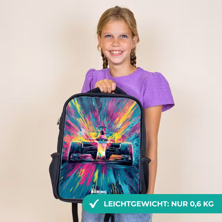 Kinderrucksack - Schwarz - Rennwagen - Explosion - Bunt - Abstrakt — 7