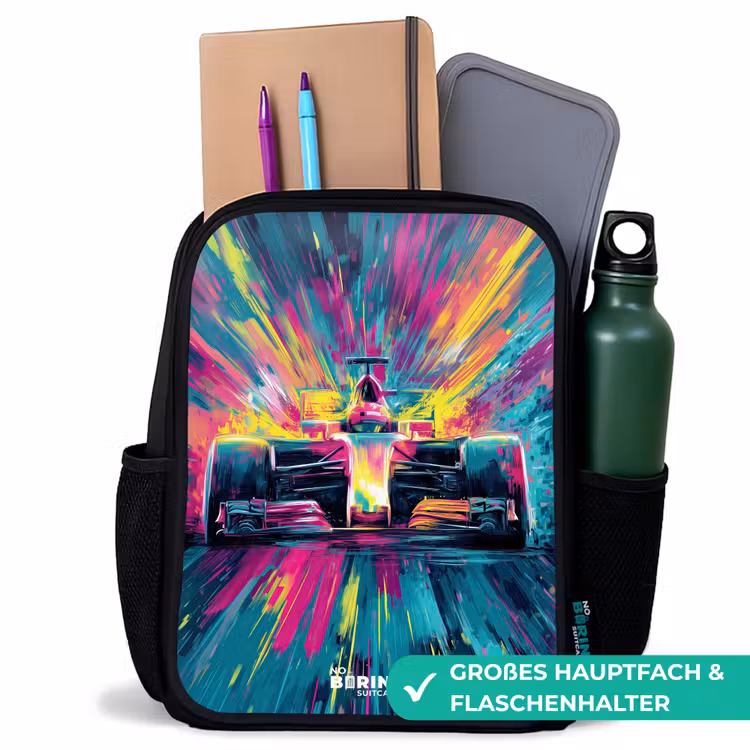 Kinderrucksack - Schwarz - Rennwagen - Explosion - Bunt - Abstrakt — 8