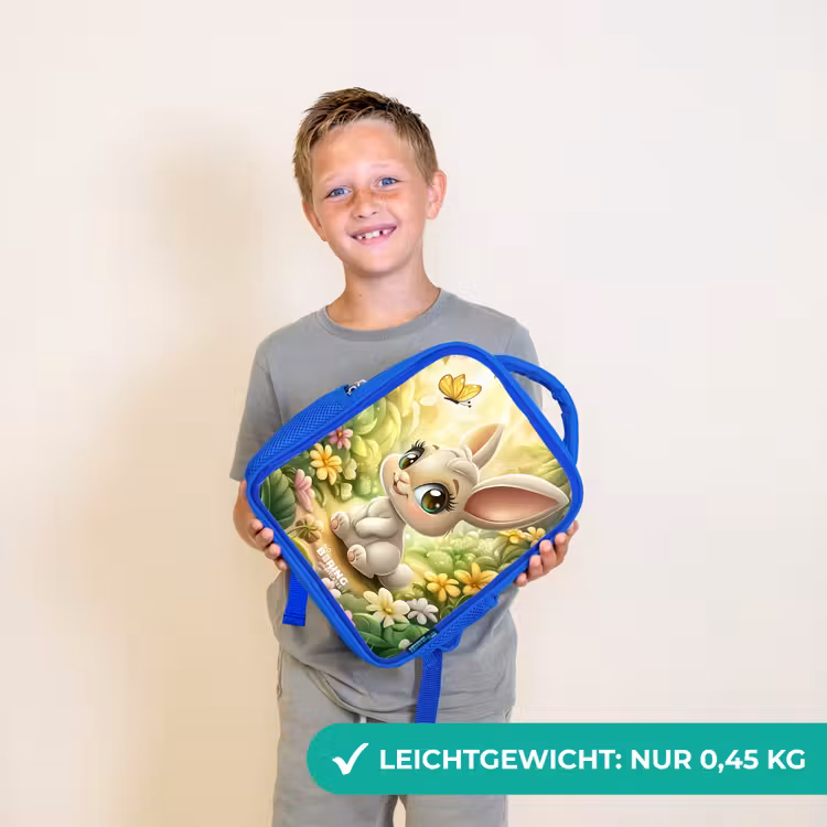 Kinderrucksack - Blau - Kaninchen - Sonnenlicht - Märchen - Schmetterling — 4