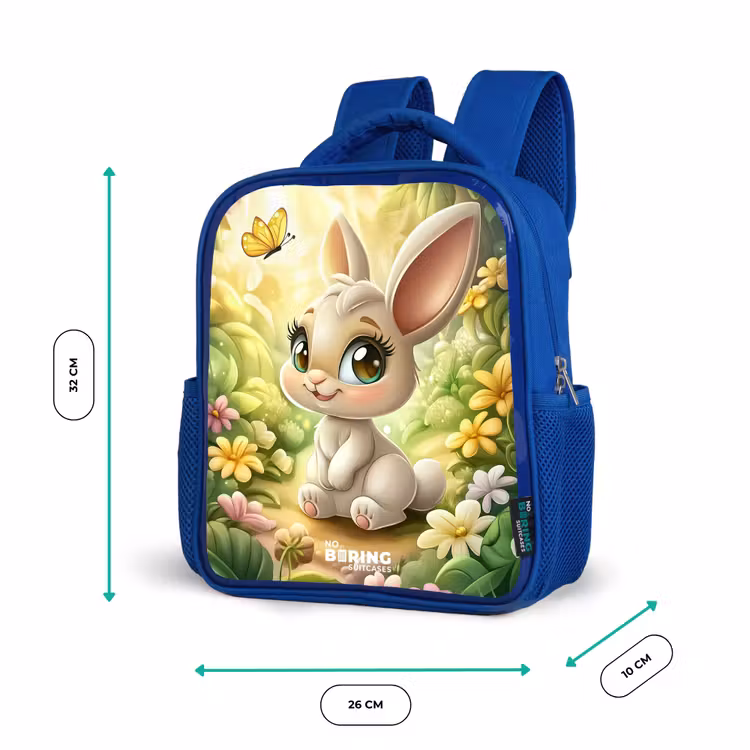 Kinderrucksack - Blau - Kaninchen - Sonnenlicht - Märchen - Schmetterling — 6
