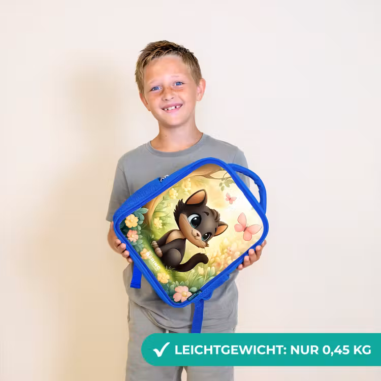 Kinderrucksack - Blau - Katze - Schmetterling - Blumen — 4