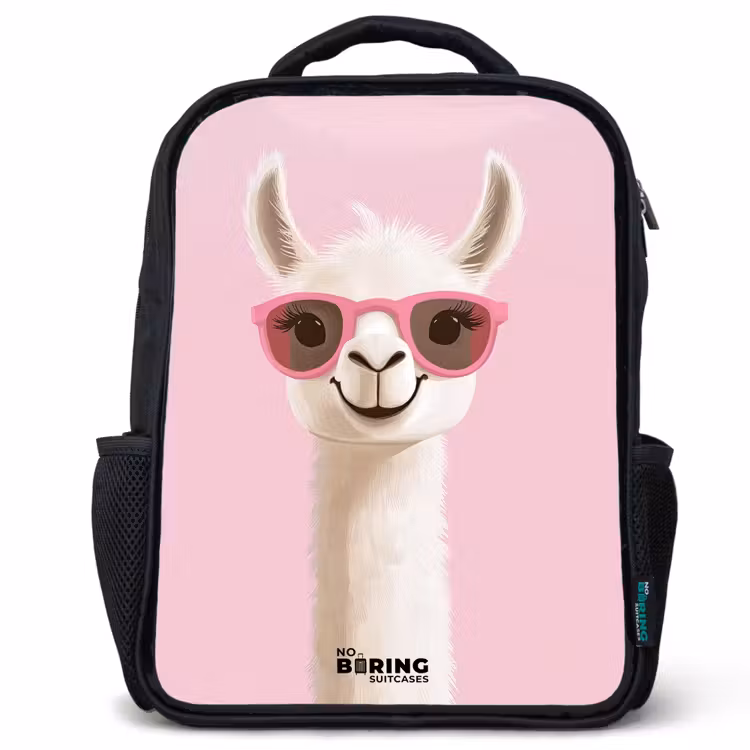 Kinderrucksack - Schwarz - Lama - Weiß - Sonnenbrille - Wimpern — 1