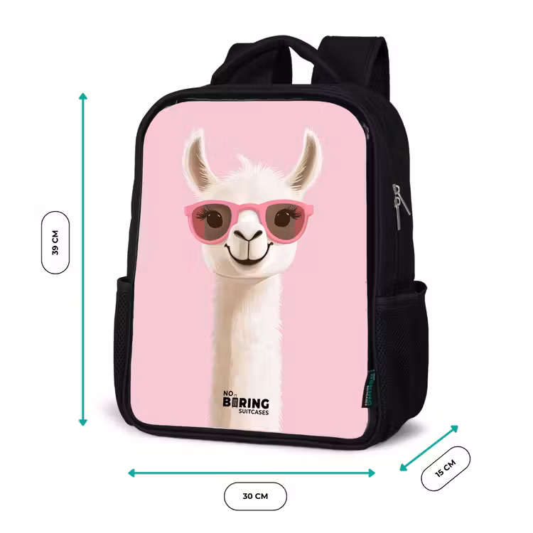 Kinderrucksack - Schwarz - Lama - Weiß - Sonnenbrille - Wimpern — 6