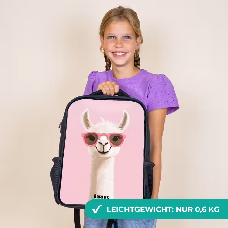 Kinderrucksack - Schwarz - Lama - Weiß - Sonnenbrille - Wimpern — 7