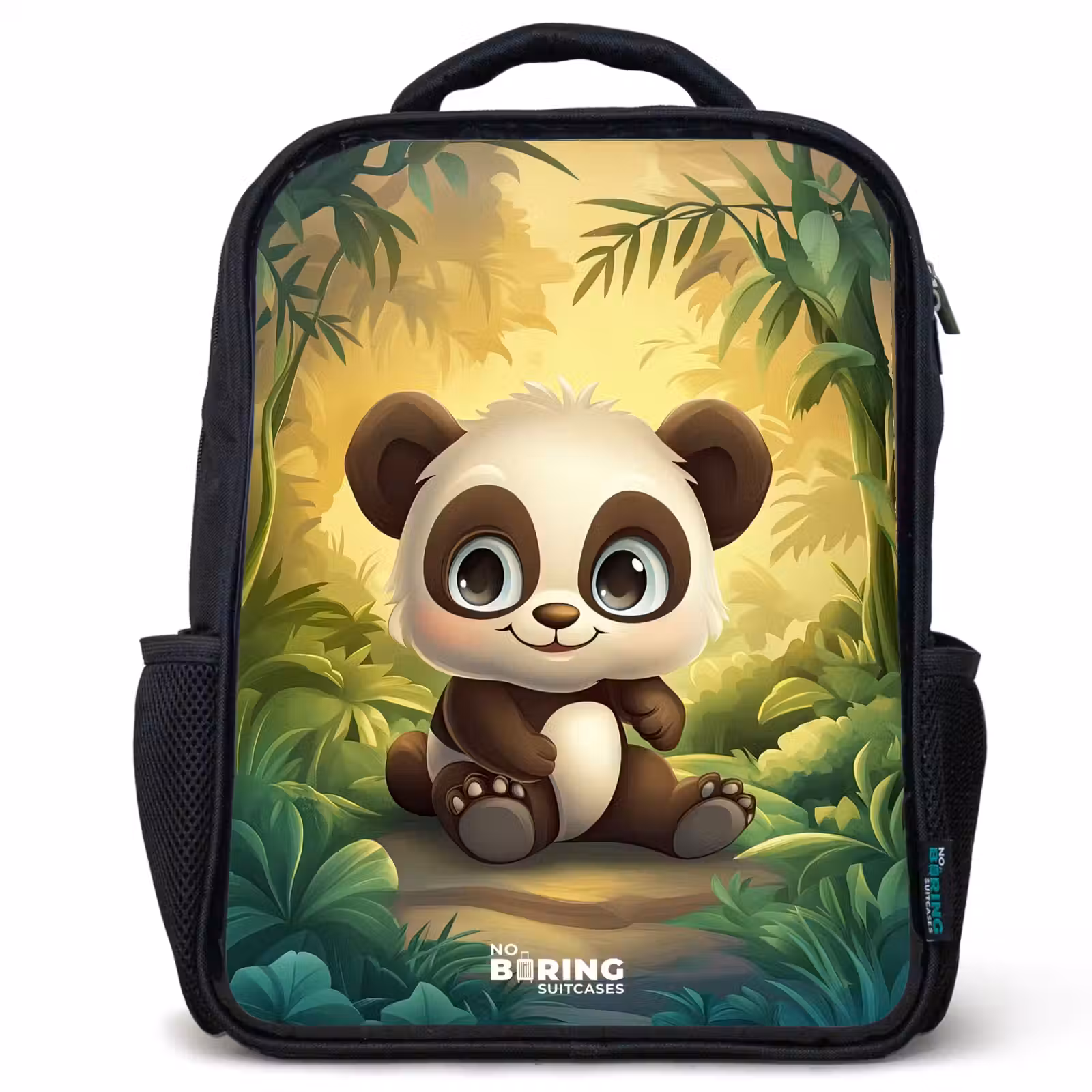 Kinderrucksack - Schwarz - Panda - Bambuswald - Grün — 1