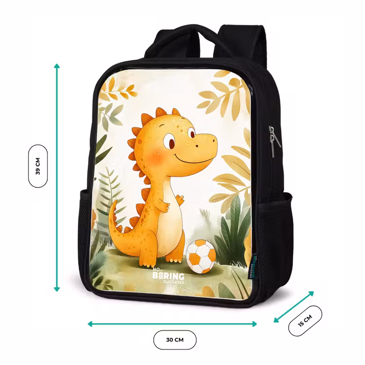 Kinderrucksack mit Namen - Schwarz - Dino - Fußball - Orange — 6