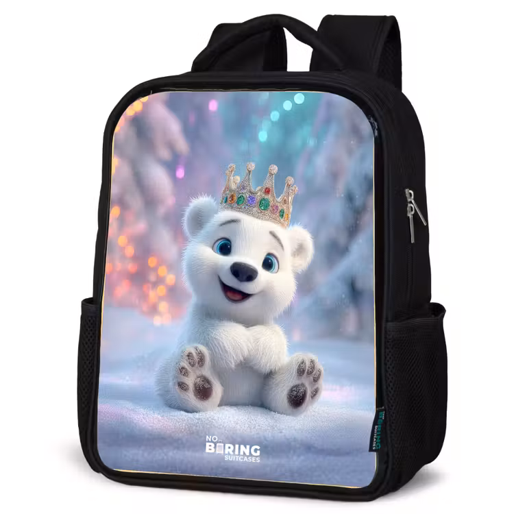 Kinderrucksack - Schwarz - Eisbär - Krone - Winter — 4
