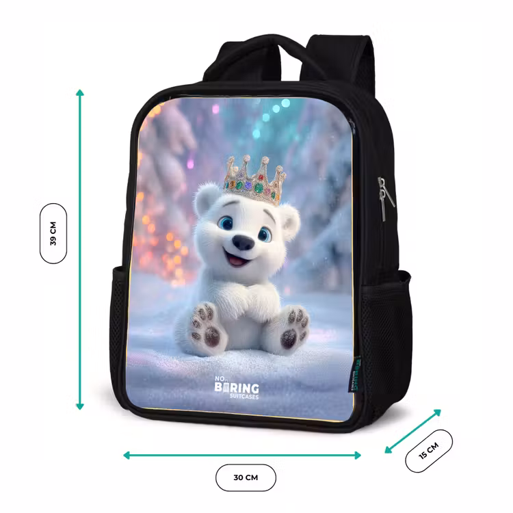 Kinderrucksack - Schwarz - Eisbär - Krone - Winter — 6